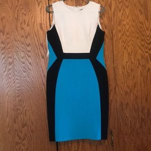 Blue white and black dress
